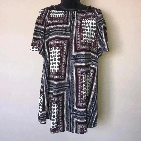 She + Sky Off The Shoulder Multicolor Short Sleeve Tunic/Dress Size S - Picture 1 of 7